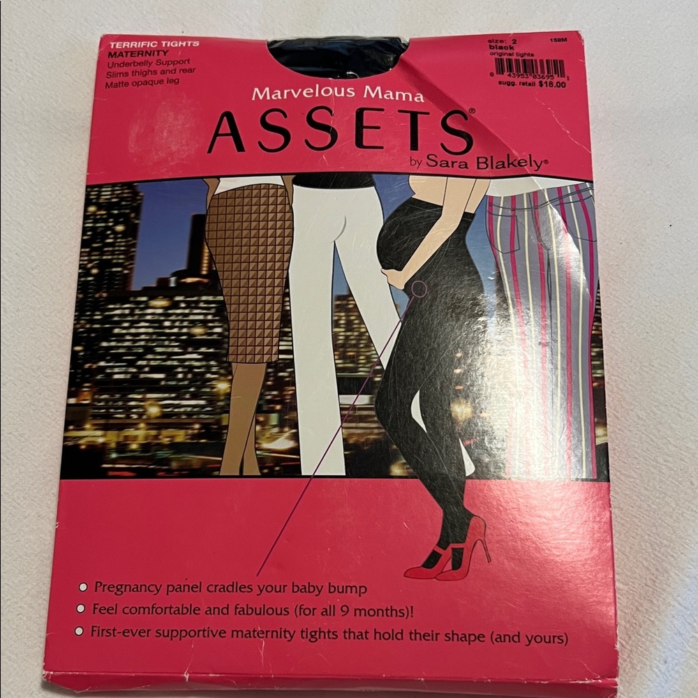ASSETS by Sara Blakely Marvelous Mama Maternity Tights - Pink and Black